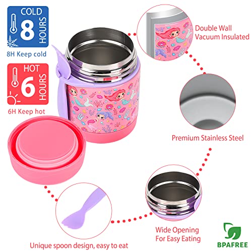 Bento Lunch Box Set For Kids With 10Oz Soup Thermos, Leak-Proof Lunch Containers With 4 Compartment, Kids Thermos Hot Food Jar And Insulated Lunch Bag For Kids To School,Bpa-Free(Mermaid) #TOP3