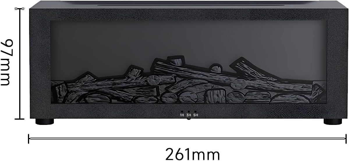 Qumox Diffusore di Aroma a Camino con Fiamma – Umidificatore ad Ultrasuoni 150ml con Luci LED a 7 Colori, Diffusore di Oli Essenziali, Telecomando, Spegnimento Programmato, Protezione Senza Acqua per