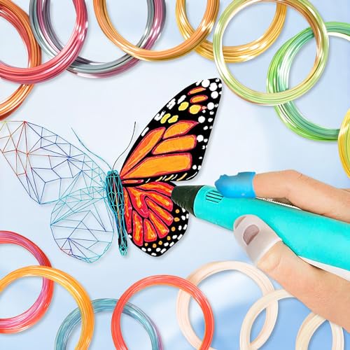 Image of MIKA3D 5 Colors 3D Printing Pen Filament Refill, Each 10m, One Glowing in Dark PLA, One Clear Rainbow, 3 Different Color Silk Rainbow PLA, Total 50m 3D Printer Filament Sample Pack