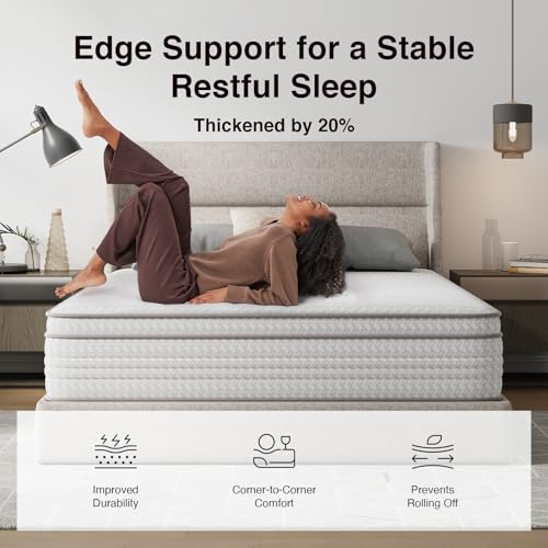 Image of Novilla Full Size Mattress, 14 Inch Full Mattresses in a Box with Smarts Pocket Coil for Pressure Relief, Medium Plush Foam and Spring Hybrid Colchones with CertiPUR-US Certified