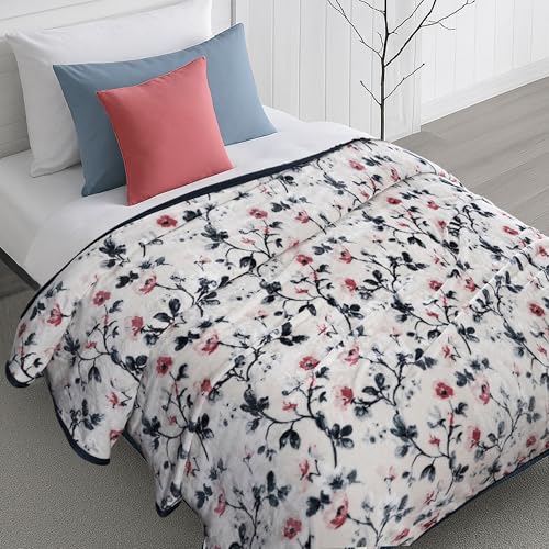 Image of MYTRIDENT Home Essential Flannel Printed Blanket for Winter Single Size (160 cm x 220 cm), 290 GSM, Dahlia