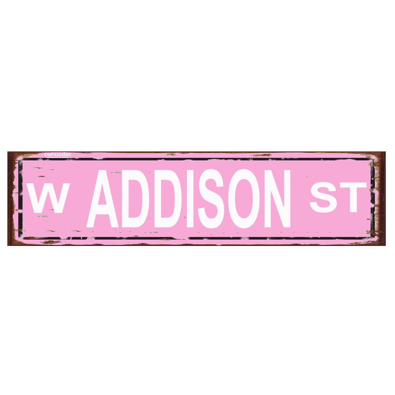 Chicago West Addison Street Sign Wrigley Field Gift Home Pub Bar Wall Decor Pink Tin Sign 4x16 Inch