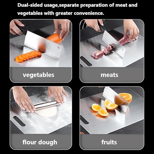 Set de 3 Tablas de Cortar de Acero Inoxidable, 2 caras, para Cocina, 15.3"x11", 13.4"x9", 11.8"x7.9" miniatura 3