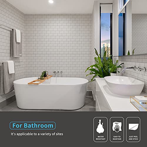 Art3d 10-Sheet Peel and Stick Backsplash, 12 in. x 12 in. Subway 3D Wall Panels, Mono White with Gray Grout - Image 4