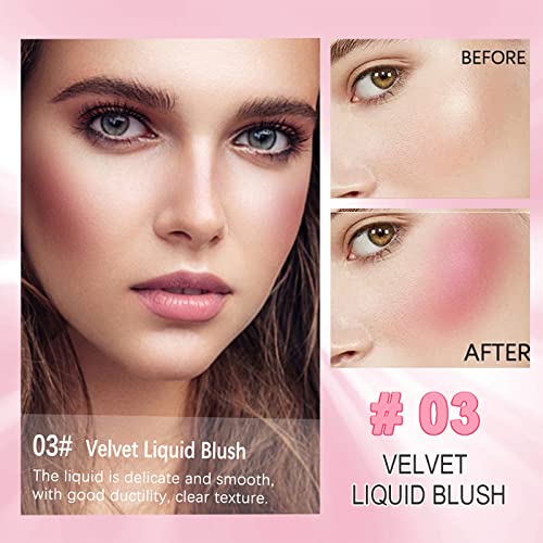 Liquid Blush, Long-Lasting Liquid Blush For Cheeks, Weightless Blendable Soft Cream Face Blush, Waterproof  High Pigmented Natural Matte Blush Makeup(02) #TOP5