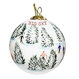 Art Studio Company Hand Painted Glass Christmas Ornament - Skiing The Glades Big Sky, Montana