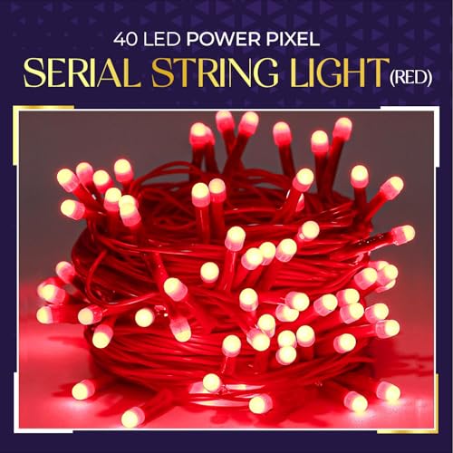 Image of Lexton 40 LED Power Pixel Serial String /Fairy Light | Plug Sourced | Suitable for Home & Outdoor Decoration, Diwali, Christmas, Ramadan, Wedding, Party, Festival (Pack of 50, Red)