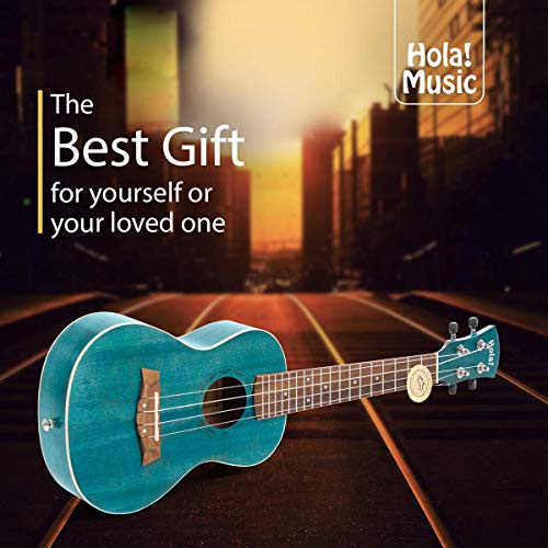 Image of Hola! Music 24 Inch Deluxe Concert Ukulele Bundle, Blue, Gig Bag Included