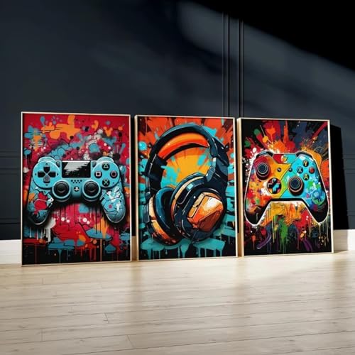 Peinture sur toile gaming street art 60x90cm decoration murale chambre ado