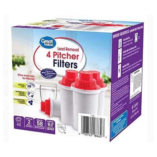 Great Value Gr Val Superior Pitcher Cartridge 4-pk Fits Brita, PUR, Culligan, GE and DuPont pitchers