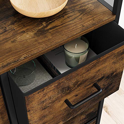 Songmics Drawer Dresser, Closet Storage Dresser, Chest Of Drawers, 8 Fabric Drawers And Metal Frame With Handles, Rustic Brown And Black Ults124B01 #TOP7