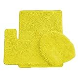 Ben&Jonah Simple Elegance 3 Piece Bath Rug Set: 1 Bath Rug (18' x 30'), 1 Contour Mat (17' x 14') and 1 Toilet Seat Cover (APX 18' x 18') - Yellow