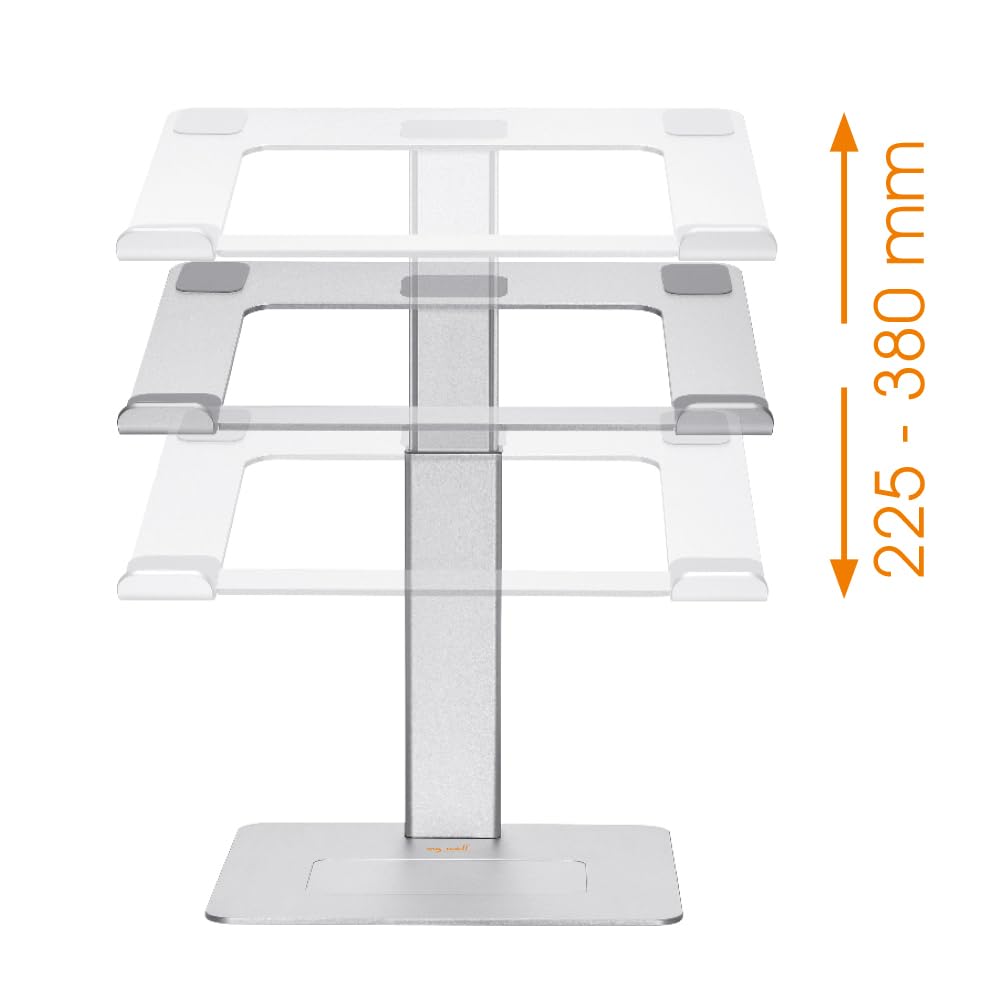 myWall - Supporto ergonomico per computer portatile HT45L, per scrivania, notebook e MacBook, compatibile con laptop da 11 a 17 pollici, supporto ventilato per laptop