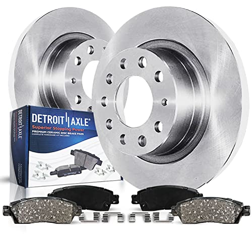 Image of Detroit Axle - Rear Brake Kit for Volkswagen Jetta EOS Beetle GTI | Audi A3 Quattro Disc Brake Rotors Ceramic Brake Pads Replacement [9.96 inch Rotors]