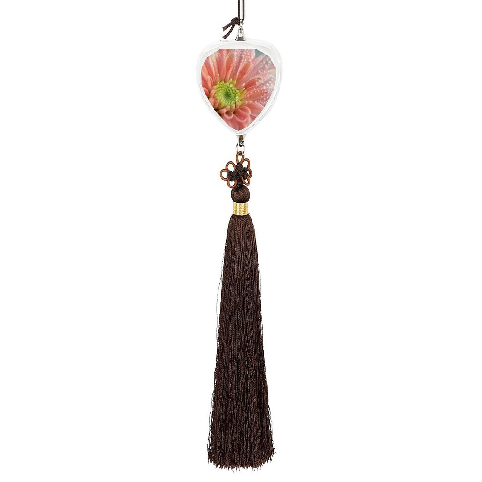 Crystal Car Pendant Charms Love Crystal Rear View Mirror Charms Dew on Petals Auto Hanging Interior Ornament Pendant Car Interior Accessories for Women Men Auto Decor