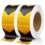 SEVEN SPARTA Arrow Reflective Safety Tape 2 Inch x100 Feet Caution Reflector Waterproof Outdoor Conspicuity Tape for Vehicles, Trailers, Boats, Signs (Black and Yellow)