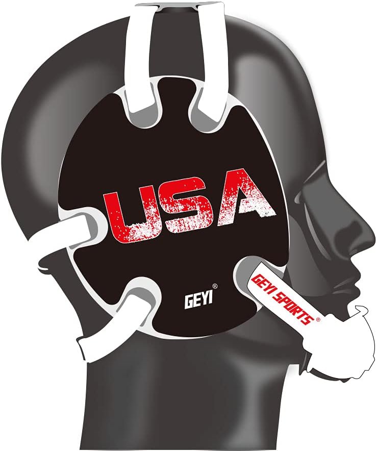 Wrestling Headgear with USA and Flag Wraps (Royal, Adult)