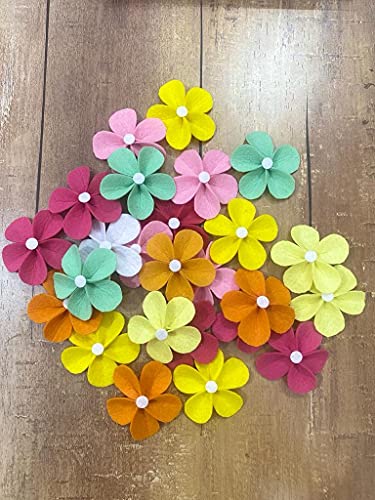 Image of OON Felt Flowers for Decoration /Hangings /Crafts DIY Size 2.5 Inch Multi Color Randomly 20 Colored Pieces