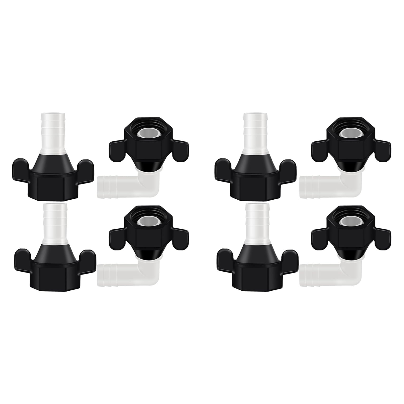 Jnchdghwa Women's White&Black 8Pack 1/2 Inch X 14 Npt X 1/2 Inch Barb Elbow And Straight Swivel Adapter Rv Water Pump, Threaded Pex Fittings