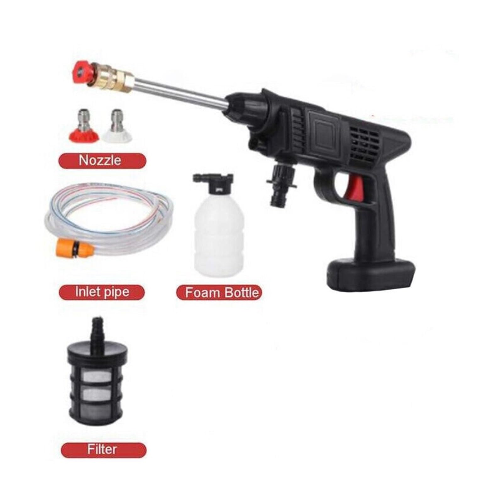 Pistola for Lavaggio Auto 20000mAh Lavatrice for Auto ad Alta Pressione Senza Fili, Pistola for Lavaggio ad Acqua elettrica Ricaricabile a 2 Tipi con Pistola a spruzzo | No battery