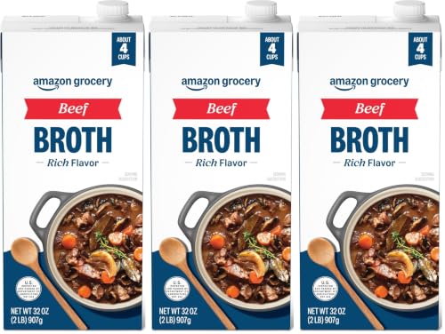 Amazon Fresh, Beef Broth, Carton, 32 Oz (Pack of 3)