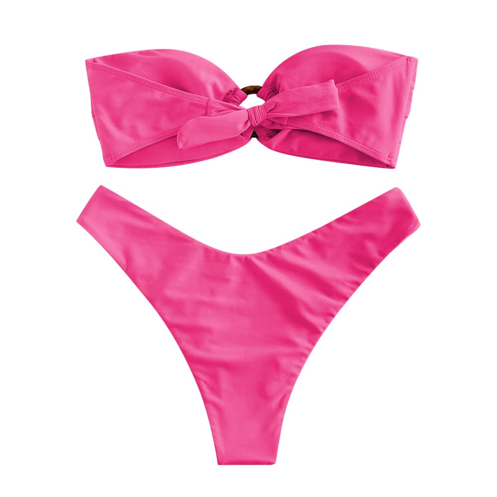 ZAFUL Set Bikini A Fascia Imbottito Stampa Floreale con Nodo Frontale Donna