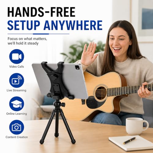 Image of Acuvar Tablet Tripod Mount (Universal) for Apple iPad, iPad Air, iPad Mini & Most Other Tablets + an eCostConnection Microfiber Cloth