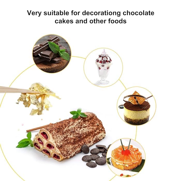 La Aromatic Edible Gold Leaf Cake Decoration Gold Flakes Food Gold Foil Decoration Chocolates Decor Gold Leaf flakes for Cooking Dessert Decoration Crafts Makeup 2Pcs-(2.5 Grams Each) - Image 8 thumbnail