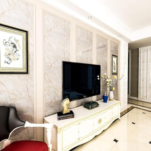 Image of Kitchen Cabinets Marble Wallpaper Roll for Home & Kitchen Decor - Oil Proof Waterproof Self Adhesive Wall Paper Sticker for Floor Tiles, Countertop, Cupboard, Drawer (60 * 200 cm) (Cream, 1)
