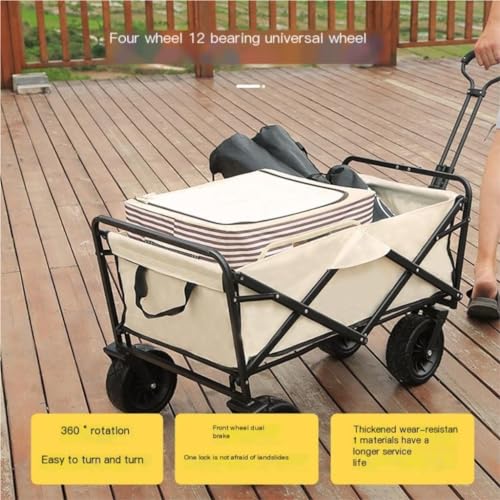 Carro plegable de playa para exteriores, carrito portátil para camping y picnic, color negro miniatura 4