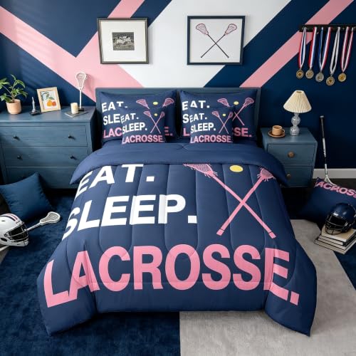 Image of Feelyou Lacrosse Bedding Set Twin Size 7 Piece for Girls Boys Kids