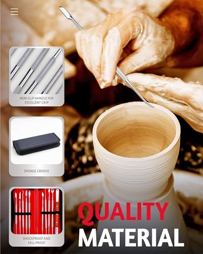 Yetoome ET00187 10 Pcs Dental Wax Carving Tools Set With Case, Stainless Steel Clay Sculpting Pottery Sculpture Tools thumb #5