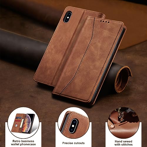Image of Jasonyu Flip Wallet Case for iPhone Xs Max,Brown