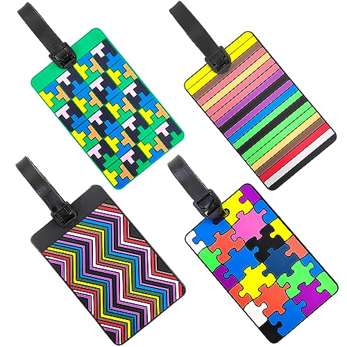 EQLEF® Set von 4 Hübschen Kofferanhänger, Sicheren Gepäckanhängern aus PVC für Koffer, Gepäckanhänger, Visitenkartenhalter/Reise-Ausweis-Taschen