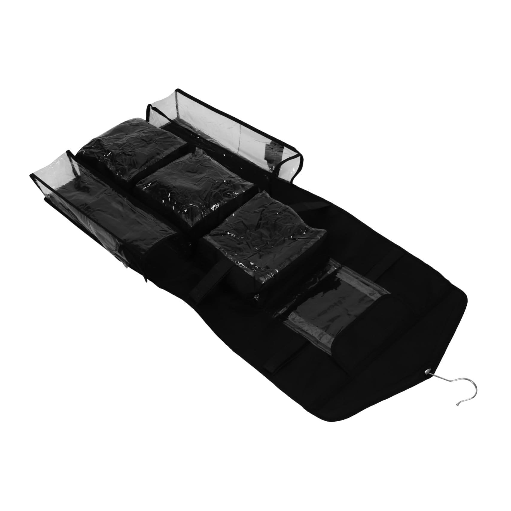Amosfun Hängender Geschenkpapier Organizer für Tür Aufbewahrungstasche mit Fächern Polyester und Kunststoff Inklusive Haken Schwarz
