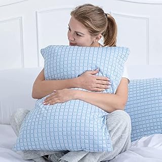 VK·living Pillowcases 2Pack,Cooling Pillow Cases 50 x 75 cm for Hot Sleepers with Q-Max 0.47 Cooling Fiber,Cool Pillow Cases for Hair and Skin with Hidden Zipper,Skin-Friendly and Breathable(Blue)