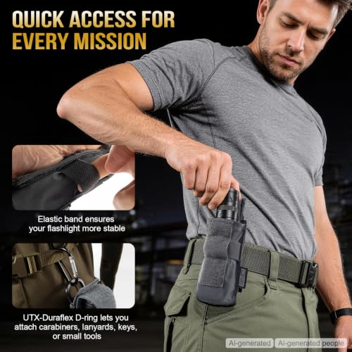 Image of OneTigris Flashlight Holster Flashlight Holder Molle Flashlight Holster Tactical Flashlight Pouch Holder for Belt 1000D Cordura Nylon