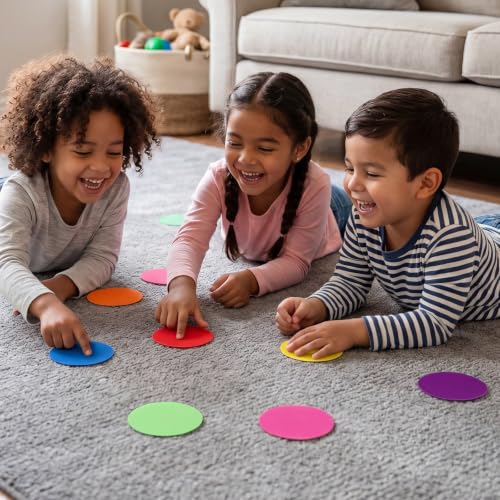 WSICSE 42 Pcs Carpet Spot Markers, 9 Bright Colors Carpet Dots for Classroom Carpet 4 Inch Circle Floor Dot for Decoration Elementary Kindergarten Preschool Yoga Standing — view 5