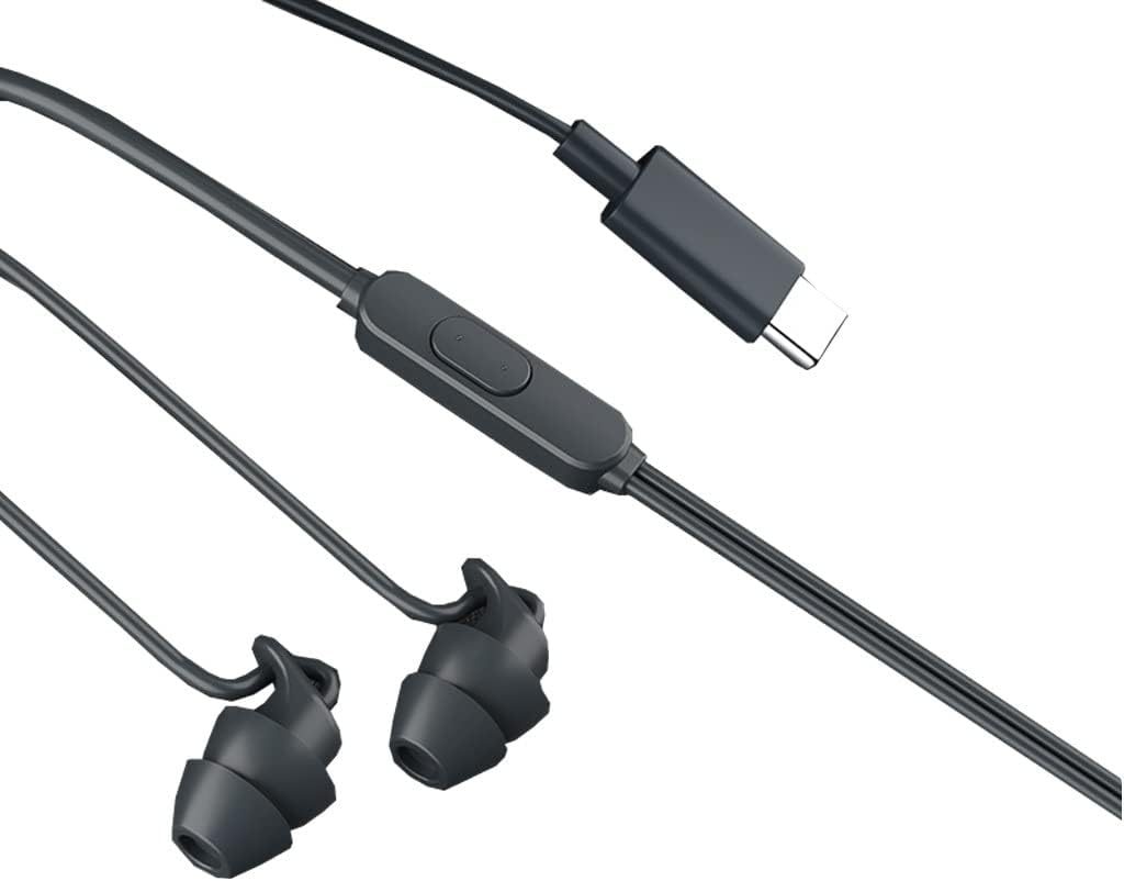 Tapones para los oidos Auriculares for dormir con micrófono Silicona suave de doble capa Auriculares de calidad de sonido altos de oreja Sin nudos Sin nudos Cancelación de ruido Earplugs for dormir, e