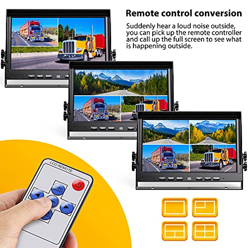 10" Wired 1080P Backup Camera Monitor System Kit, Advanced Dvr Recording Function & 1/2/3/4 Split Screen Monitor W/ Ip69 Waterproof Rear/Side View Camera For Truck Trailer Rv Bus Camper, Xroose C103 #TOP3