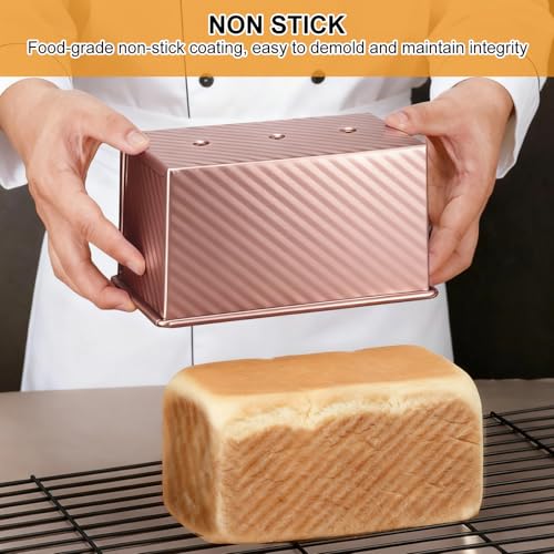 Image of 2 PCS Pullman Loaf Pan With Lid, 2.2 LB /1 LB Sandwich Bread Loaf Pan, Non-Stick Bread Loaf Baking Pan With Lid, for Baking Bread, Sandwiches and Toast