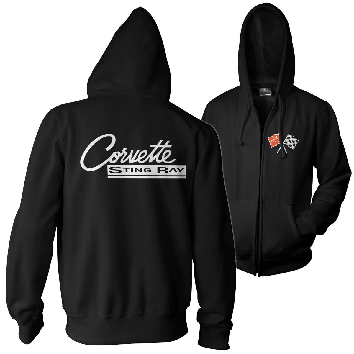 Chevrolet Officially Licensed Corvette C2 Stingray Zipped Hoodie (Black), XX-Large