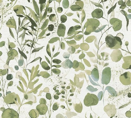 A.S. Création Non-Woven Wallpaper Floral in Green Blue White Modern Flower Wallpaper 396971 10.05 m x 0.53 m High-Quality Wallpaper Flowers Made in Germany - Image 2
