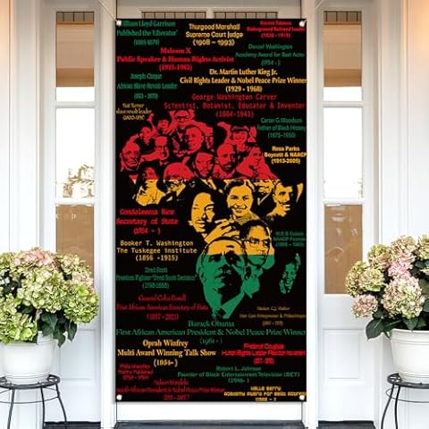 Vohado Black History Month Door Cover African American National Holiday Party Decoration Black Pride School Classroom Front Porch Banner Decor Cover