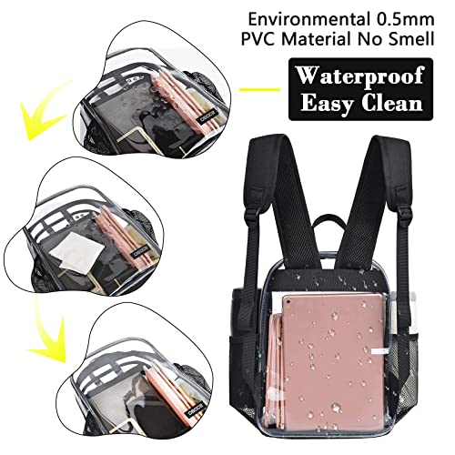 Osoce Black Mini Clear Backpack Heavy Duty,Clear Bag Stadium Approved,Pvc Transparent Clear Book Bag With Adjustable Shoulder Straps For Security Work Concert Festival Travel #TOP5