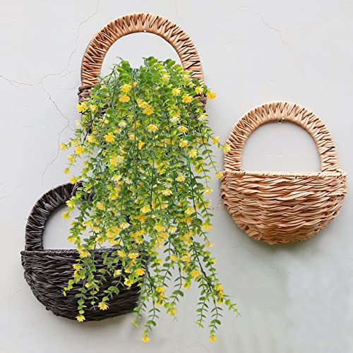 Oubtdk 3Pcs Artificial Hanging Plants Fake Ivy Vine Plastic Hanging Greenery For Wall Bedroom Basket Proch Home Wedding Party Decor (Yellow) Green #TOP5
