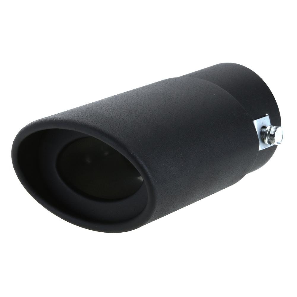 Terminale Scarico Auto 58mm universale nero/argento acciaio inox auto scarico posteriore tubo di tail silenziatore punta singolo outlet coda accessori(Noir)