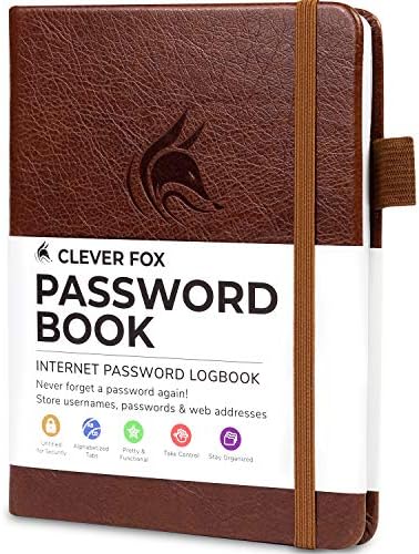 Clever Fox Password Book with tabs. Internet Address and Password Organizer Logbook with alphabetical tabs. Small Pocket Size Password Keeper Journal ...