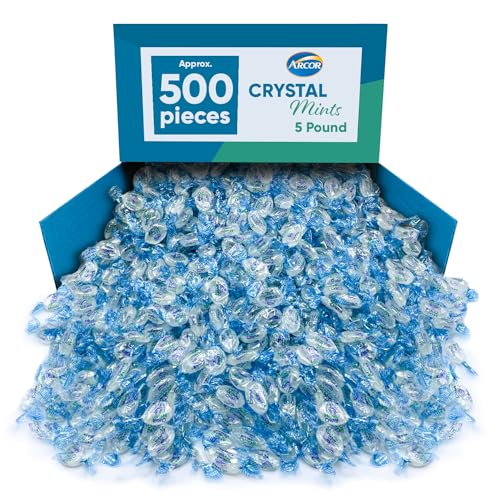 Crystal Mints Hard Candy - 5 Pounds Approx 500 Pieces - Blue Crystal Mints Hard Candy - Bulk Candy, Individually Wrapped Christmas Candy