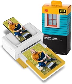 Kodak Dock Plus 4x6 Instant Photo Printer 80 Sheet Bundle (2022 Edition) – Bluetooth Portable Photo Printer Full Color Printing – Mobile App Compatible with iOS and Android – Convenient and Practical